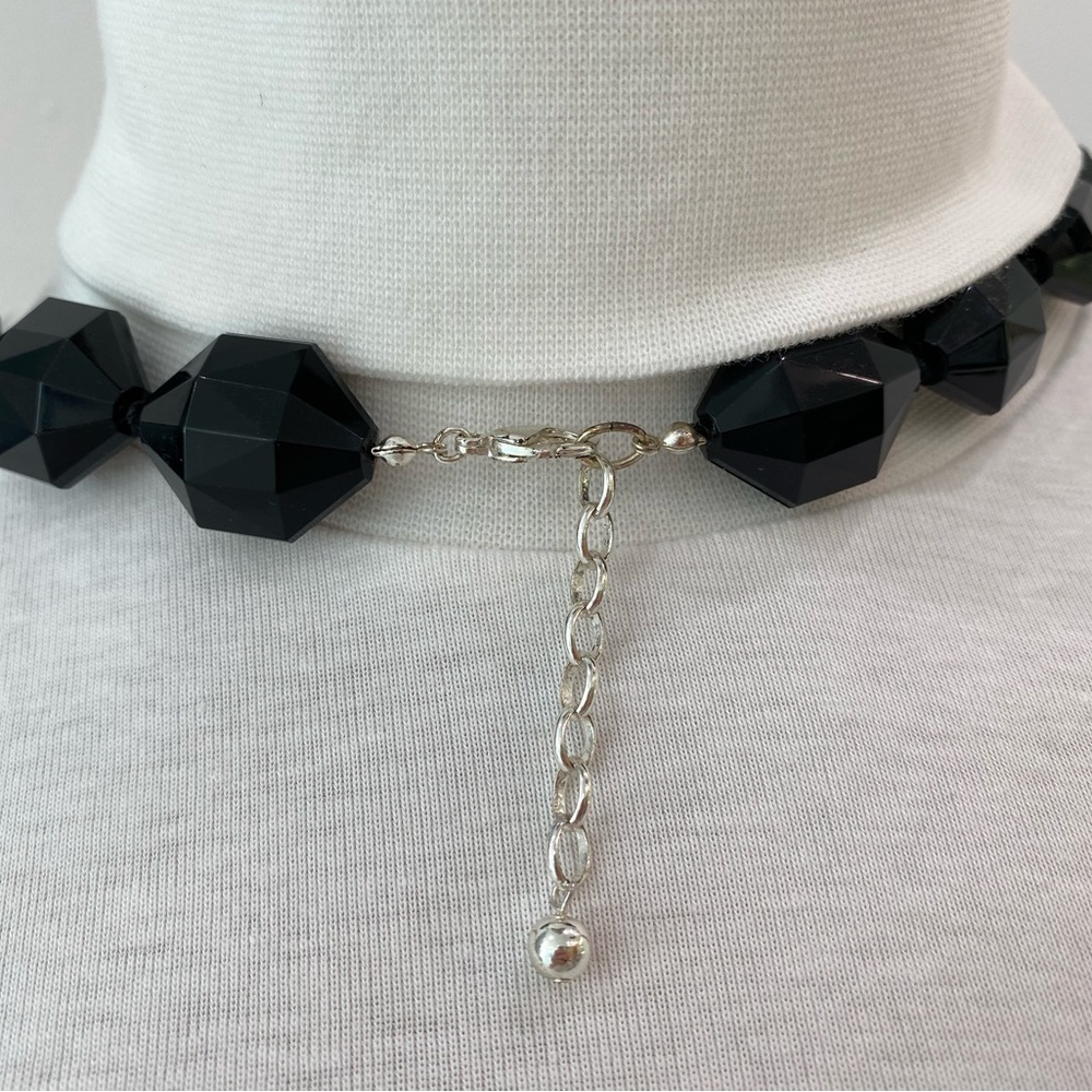 Adjustable Chunky Black-Beaded Statement Necklace - image 6